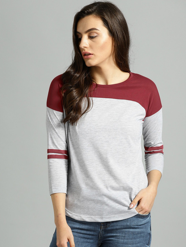 Roadster Color Block Women Round Neck 