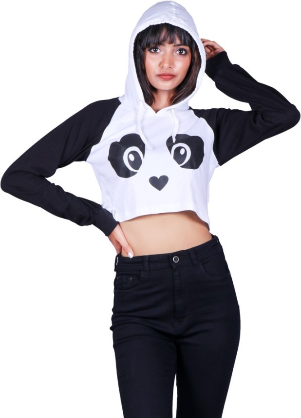 panda crop top hoodie