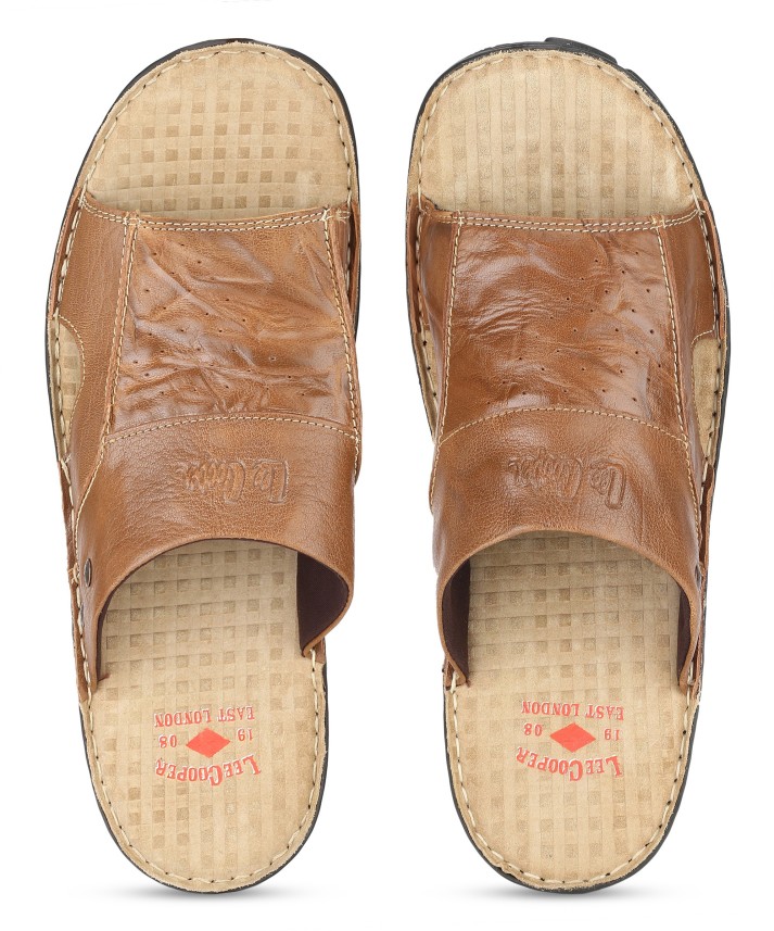 lee cooper men's leather slippers