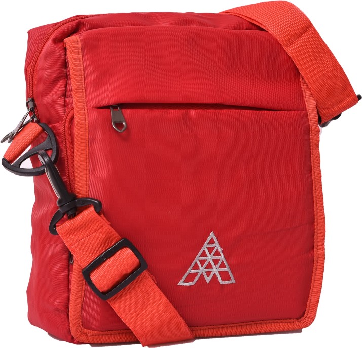 red sling backpack