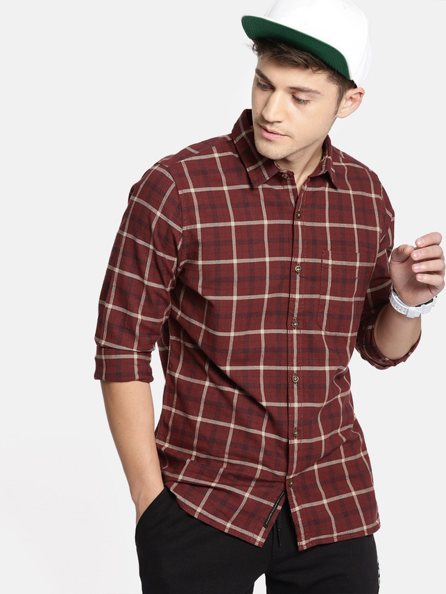 SINGLE Men Checkered Casual Multicolor 