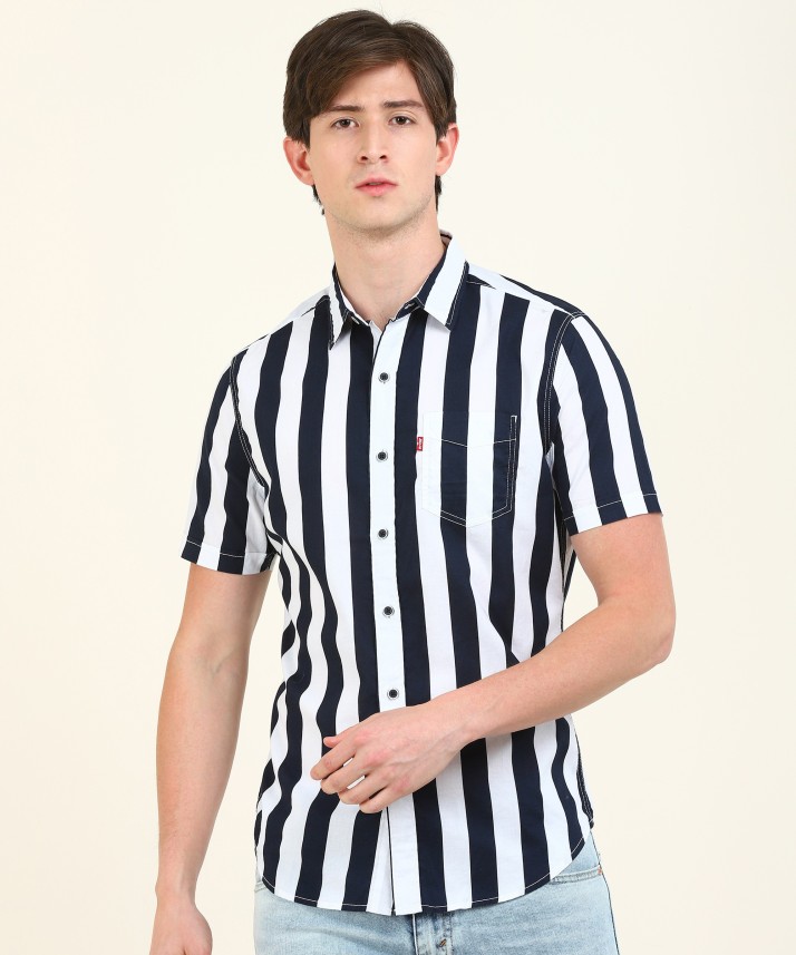 levi's black and white striped shirt