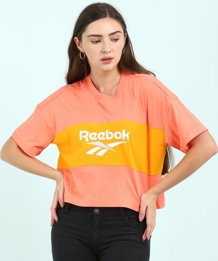 reebok classic t shirts womens orange