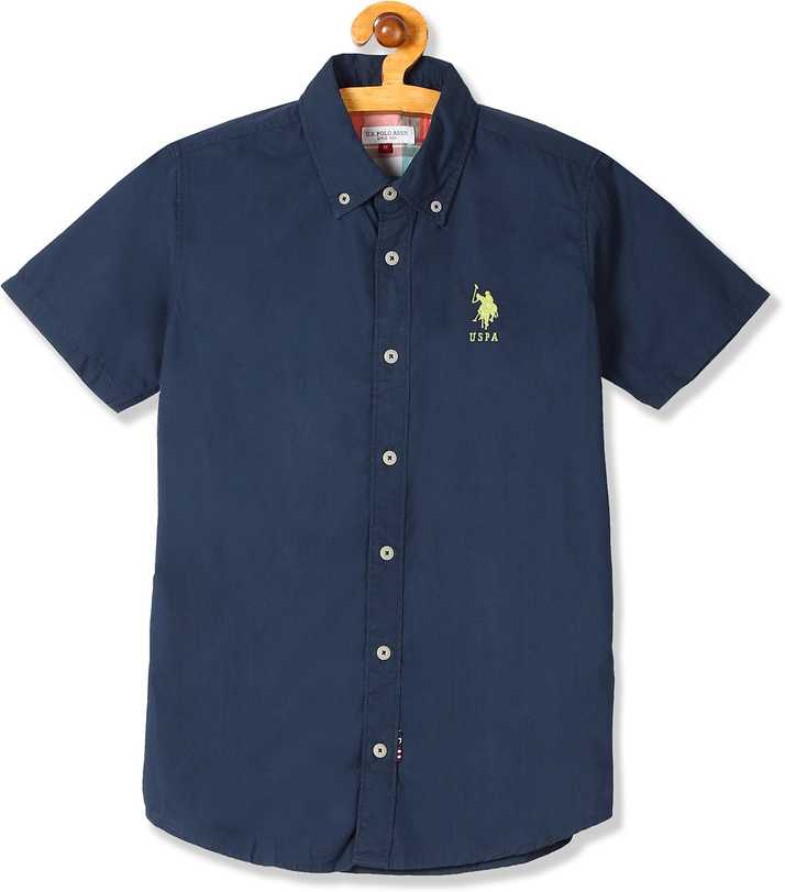 U S Polo Assn Boys Solid Casual Blue Shirt Flipkart Com Flip Kart
