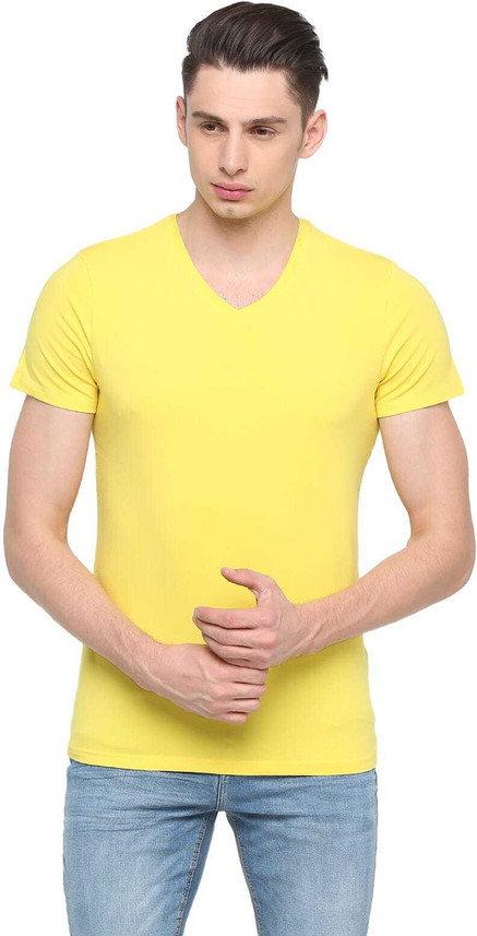 mens yellow v neck t shirt