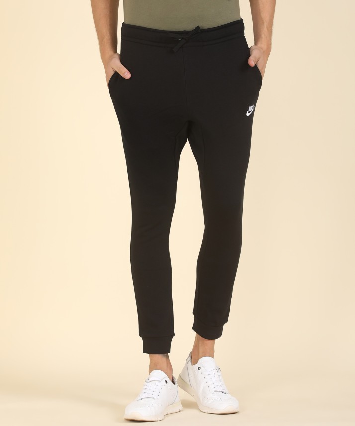 nike solid men black track pants