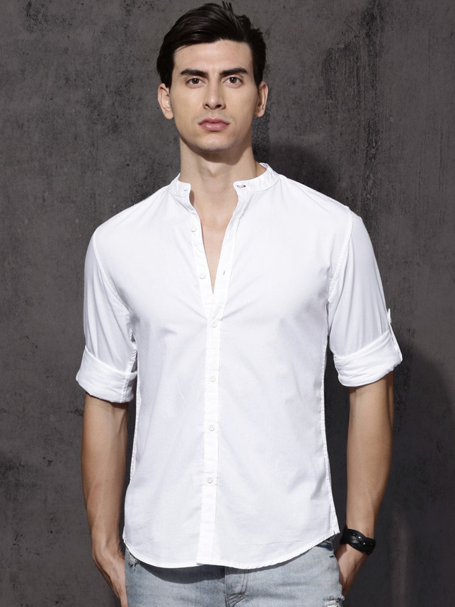 Roadster Men Solid Casual White Shirt 