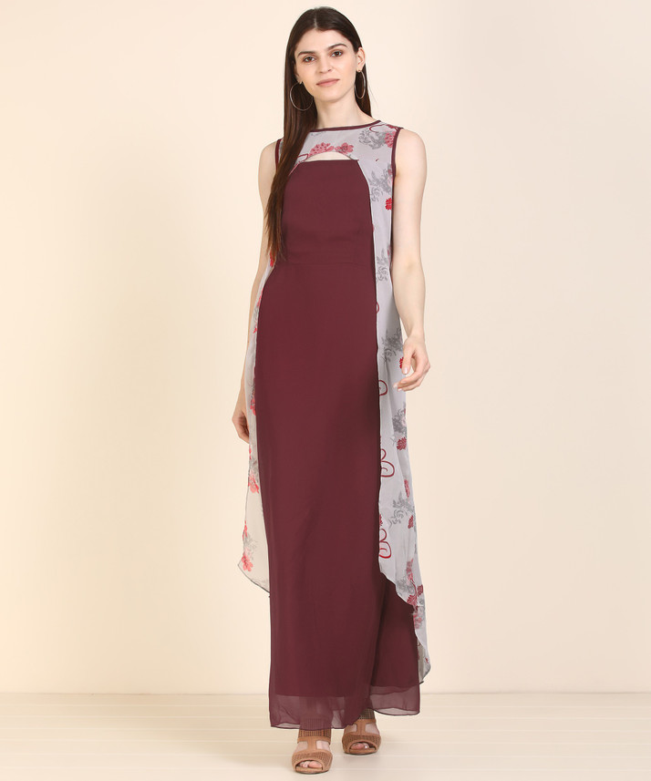 flipkart athena women's maxi dress