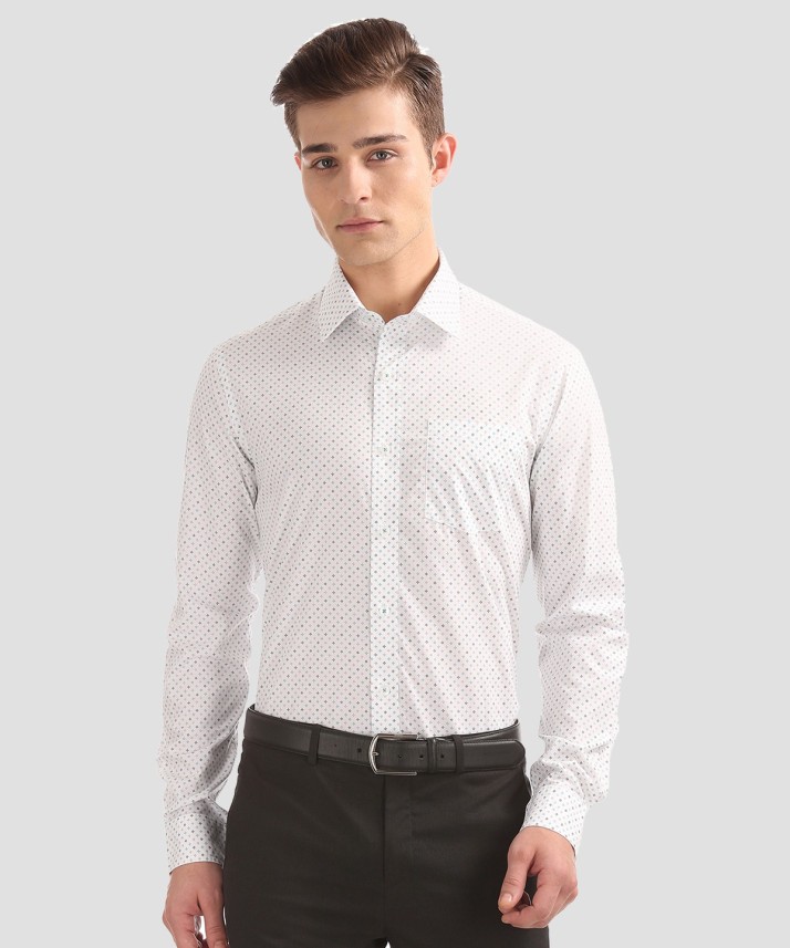 white printed formal shirt