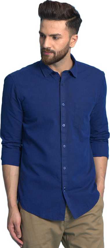 Turms Men Solid Casual Dark Blue Shirt Buy Turms Men Solid