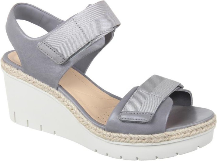 clarks grey wedges