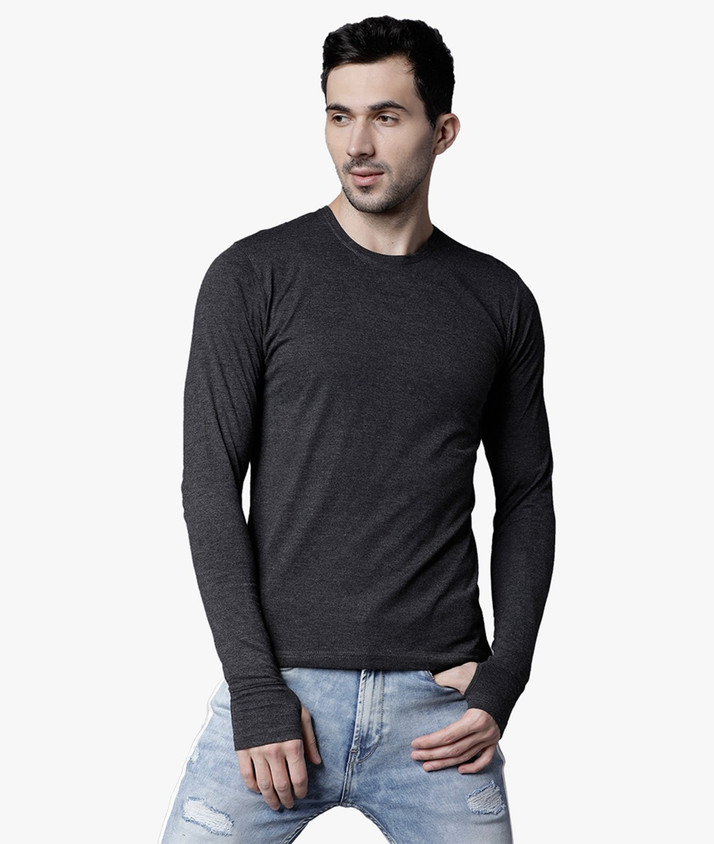 HIGHLANDER Solid Men Round Neck Grey T 