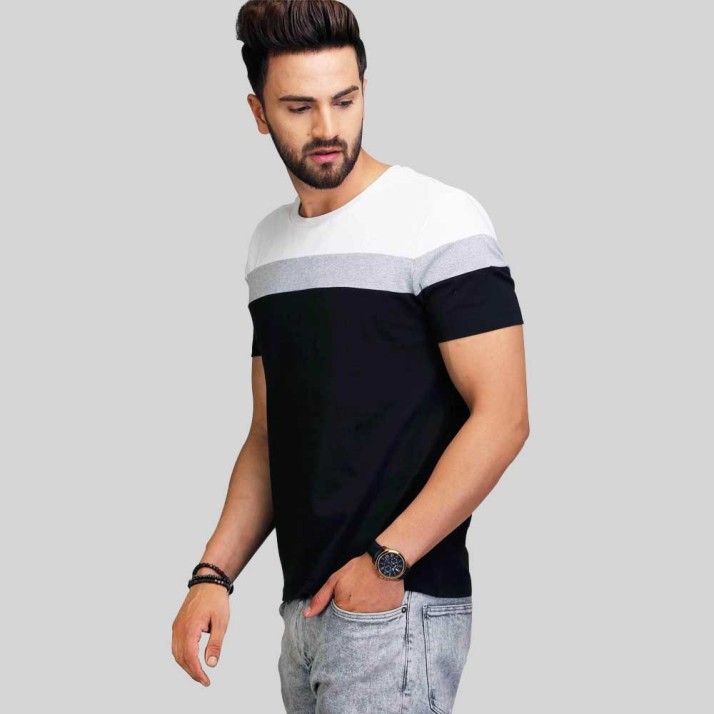 black and white striped t shirt flipkart