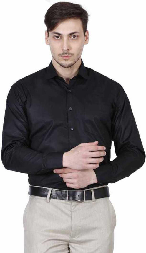 VS Fashion Men Solid Formal Black Shirt 