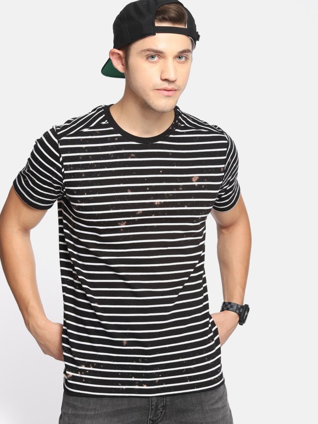 black and white striped t shirt flipkart