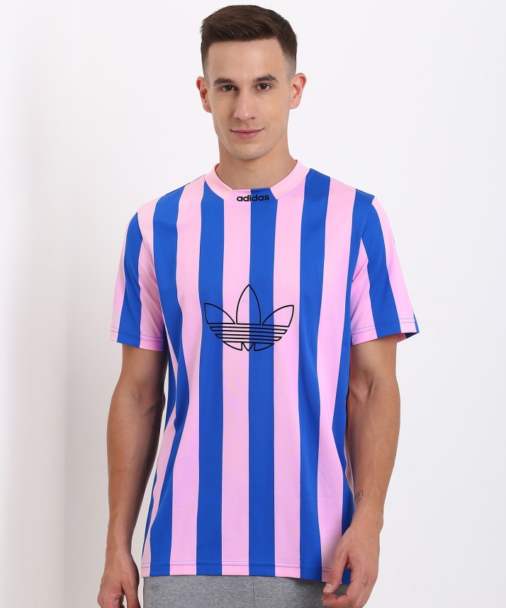 pink and blue adidas shirt
