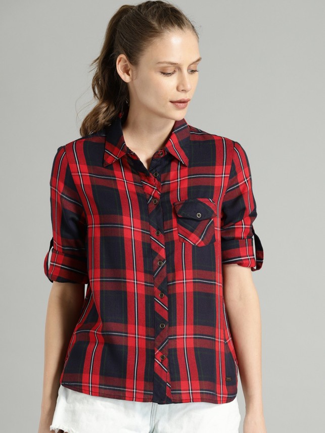 roadster women's checkered casual reversible shirt