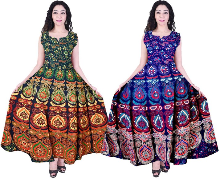 mudrika women's maxi multicolor dress
