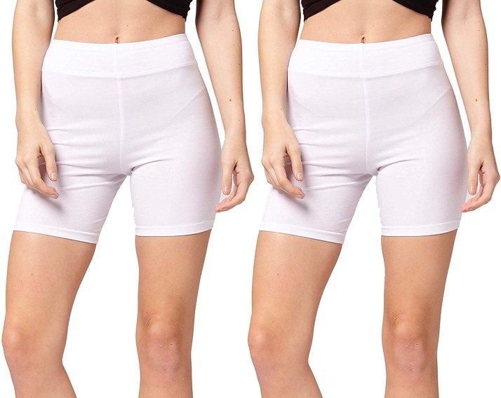 womens white biker shorts