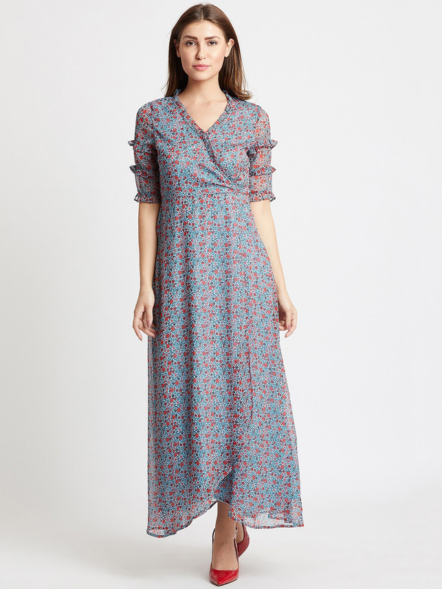 Cover Story Women Maxi Blue Dress - Buy 
