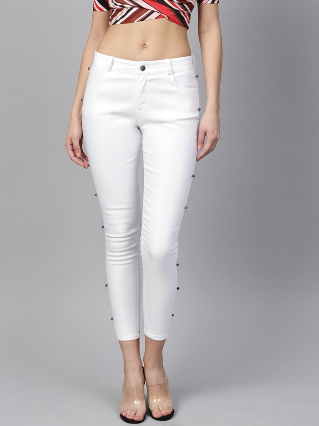 white jeans for ladies flipkart