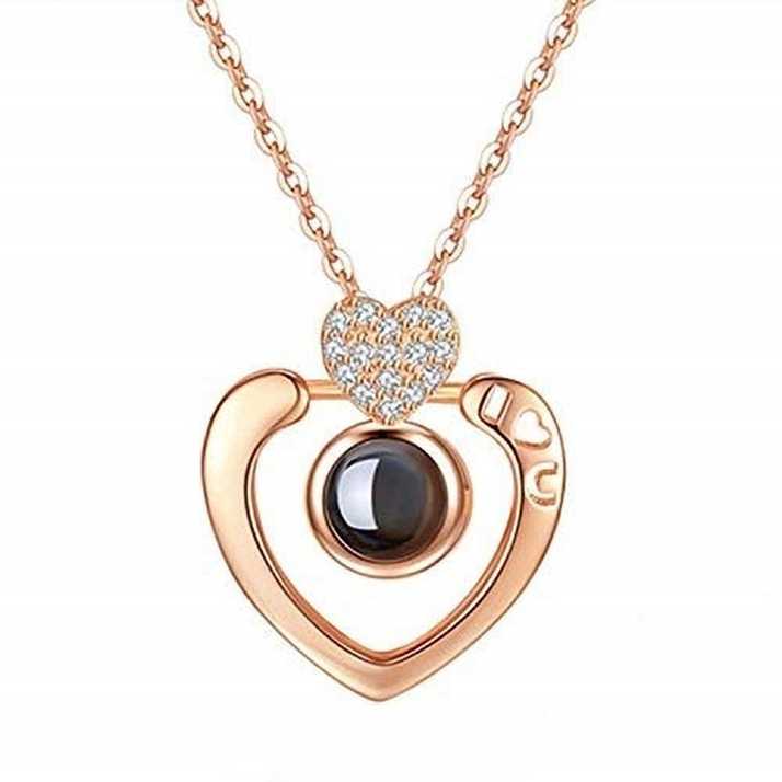 Grab Classy I Love You Necklace 100 Languages Heart Rose Gold Zinc Pendant Price In India Buy Grab Classy I Love You Necklace 100 Languages Heart Rose Gold Zinc Pendant Online