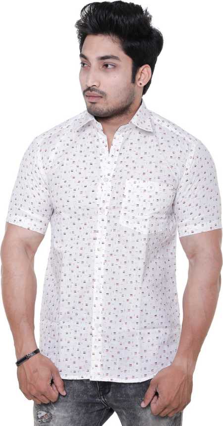 Twist Men Printed Casual White Shirt Buy Twist Men Printed