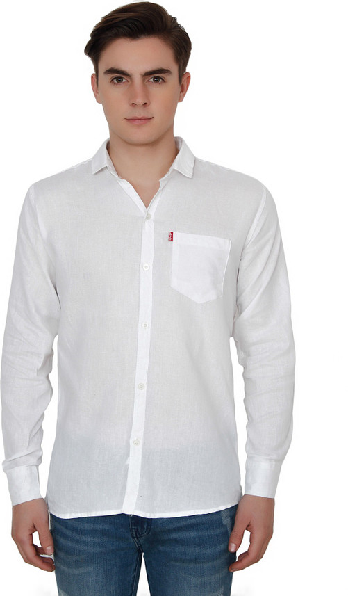 FASHLOOK Men Solid Casual White Shirt 