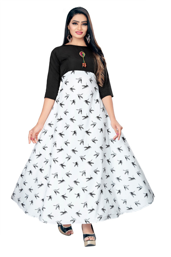 white anarkali dress flipkart