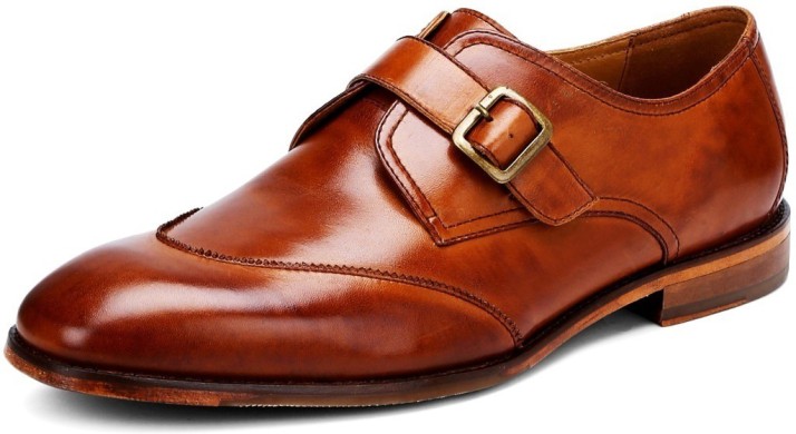Tan Leather Formal Shoe Monk Strap 