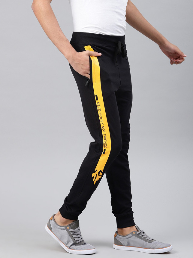 black yellow joggers