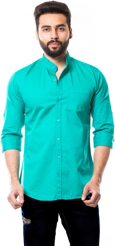 Men Solid Casual Light Green Shirt 