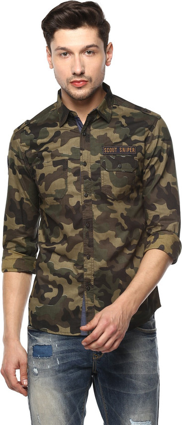 Spykar Men Military Camouflage Casual 