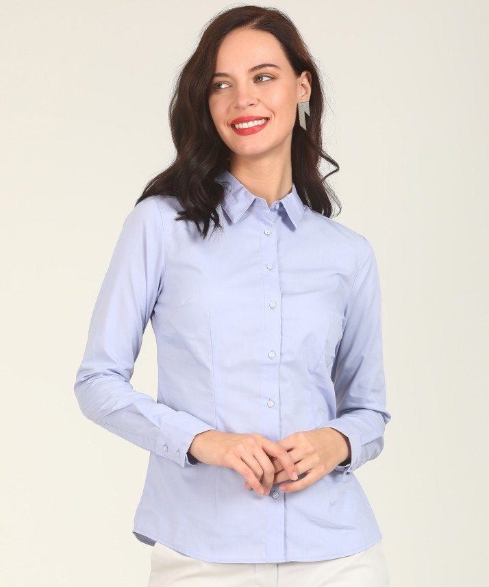 van heusen women's solid formal shirt