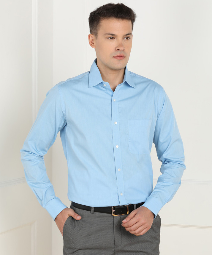 Buy Raymond Men Self Design Formal Blue 