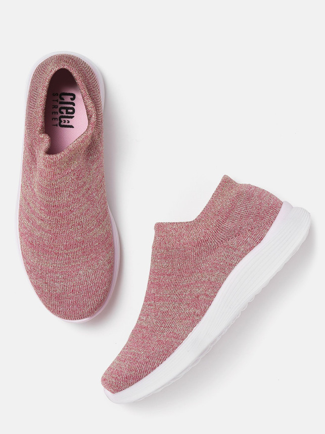 womens pink slip on sneakers
