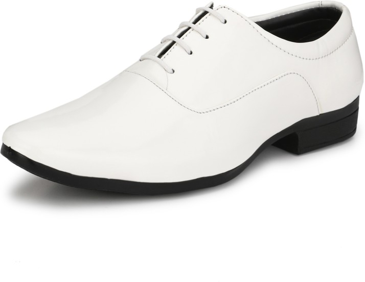 white leather formal shoes