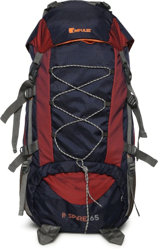 impulse 65 ltrs blue trekking backpack