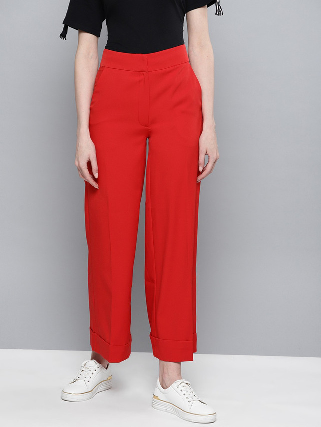HARPA Regular Fit Women Red Trousers 