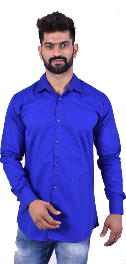Lee Cross Men Solid Casual Blue Shirt 