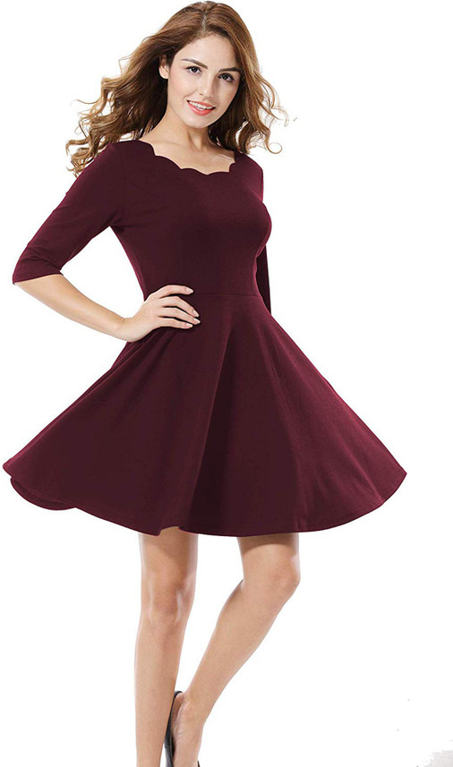 ADDYVERO Women A-line Maroon Dress 