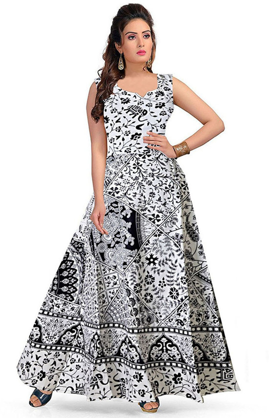 white anarkali dress flipkart