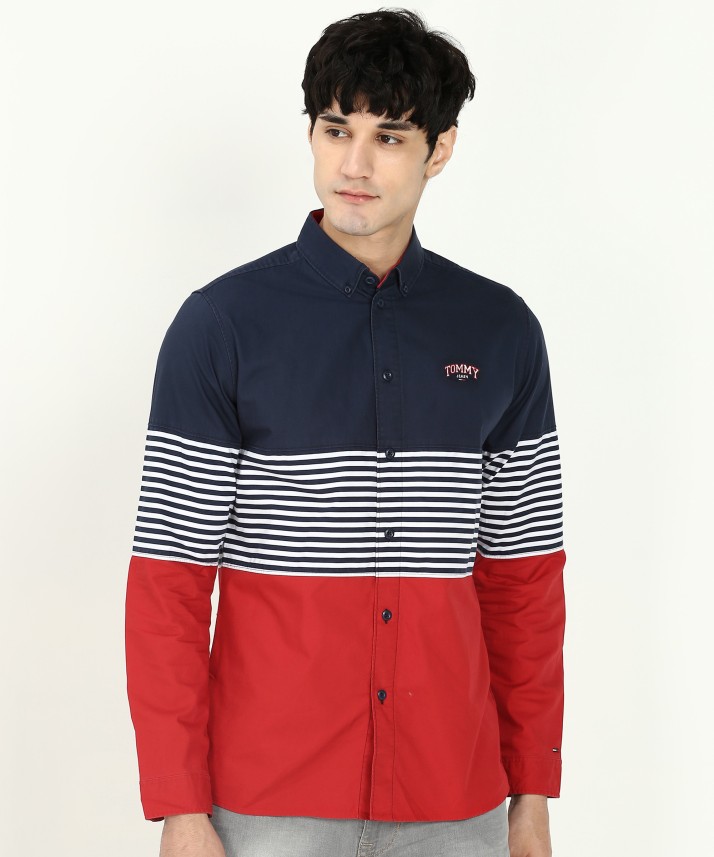 tommy hilfiger red and blue shirt