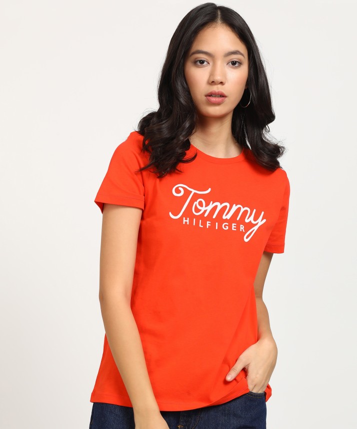 tommy jeans orange t shirt