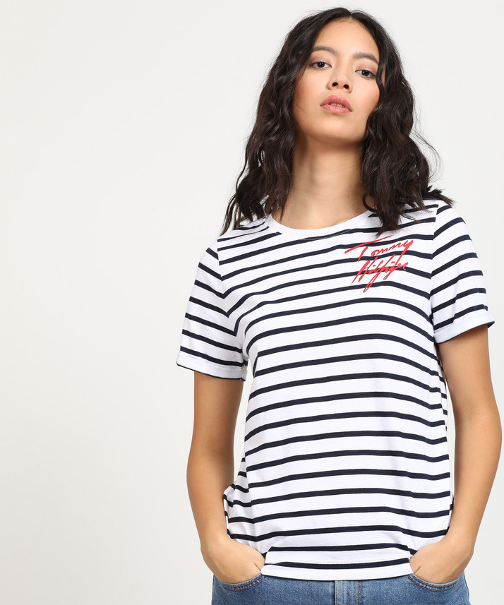 tommy hilfiger black and white striped shirt