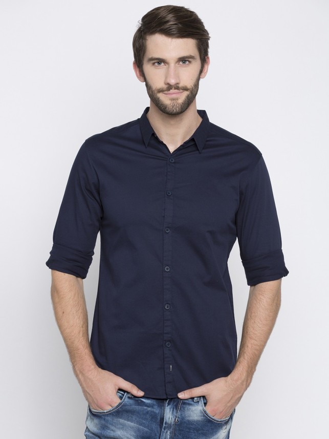 spykar navy blue shirt