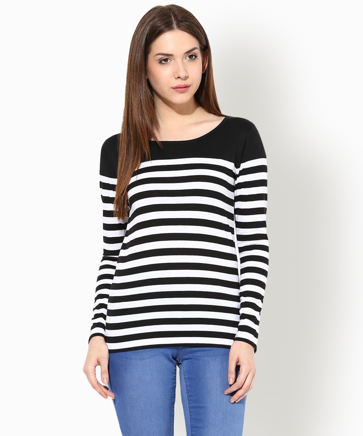 black and white striped t shirt flipkart