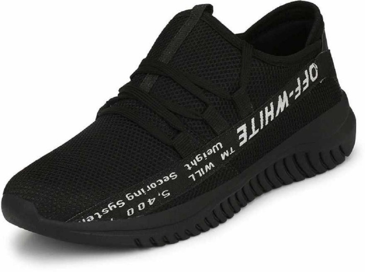black sports running shoes