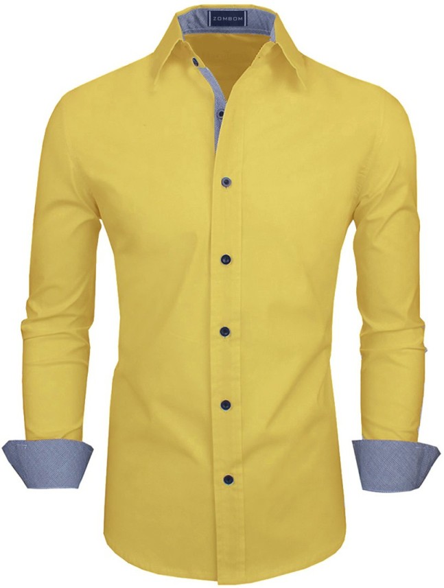 yellow button up shirt mens