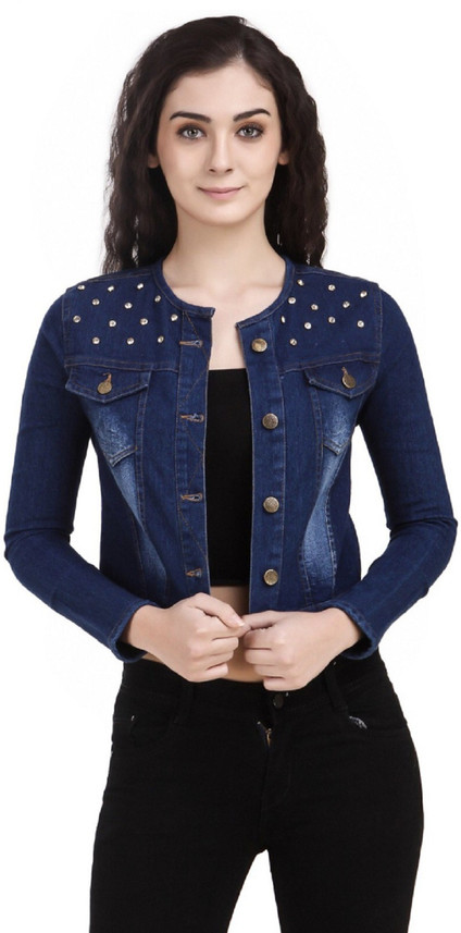 Full Sleeve Washed Women Denim Jacket 